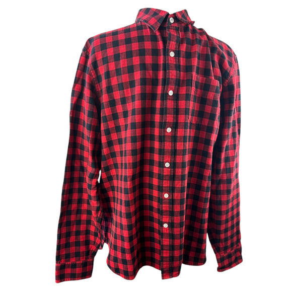 LL Bean Signature Buffalo Plaid Shirt Red Black Button Slim Fit Top Mens Large - Picture 5 of 10